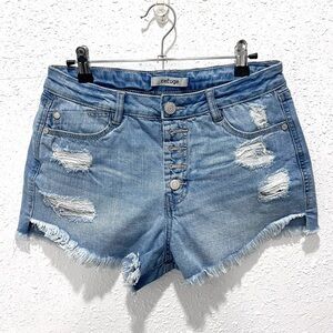 Refuge Blue destroyed / distressed high waist jean Shorts 8